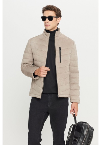 Altınyıldız Classıcs Erkek Bej Standart Fit Normal Kesim Kapüşonlu Dik Yaka Casual Mont