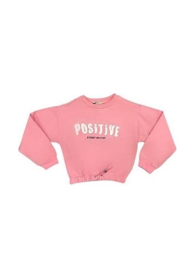 Kız Çocuk Positive Baskılı Sweatshirt-14230 Neon Pembe Kız Çocuk Positive Baskılı Sweatshirt-14230 Neon Pembe