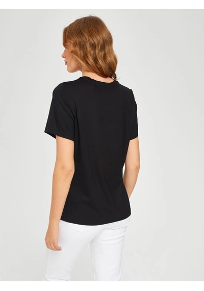 Faik Sönmez Kadın T-shirt B00002 Siyah