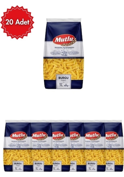 Mutlu Mutluburgu Makarna 500 Gr X 20 Adet