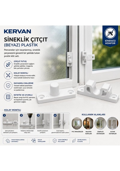 Kervan Çıtçıt Sineklik - Beyaz Plastik- 100'li Paket