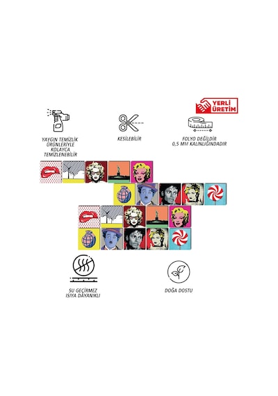Tink Popart2 Desenli Pvc Karo Diğer