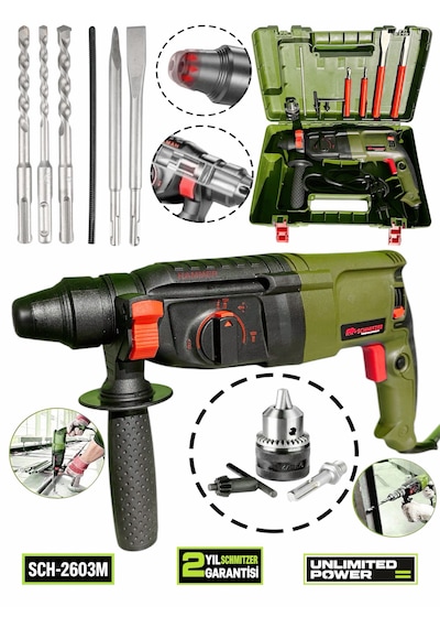 Schmıtzer Sch-2603s Pro 850 W Sds Plus Metal Şanzuman Profesyonel Darbeli Matkap Kırıcı Delici 26mm Hilti