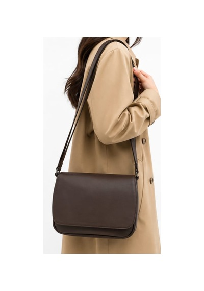 Levano Leather Hakiki Deri Kadın Omuz Çantası Kapaklı Günlük Kullanım Ayarlanabilir Askılı Çapraz Çanta Koyu Kahverengi