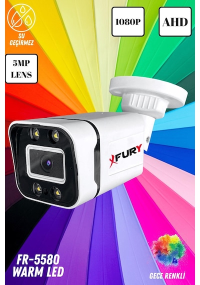 Fury 5mp Lens 1080p 4 X Ultra Led Gece Renkli Full Hd Suya Dayanıklı Güvenlik Kamerası