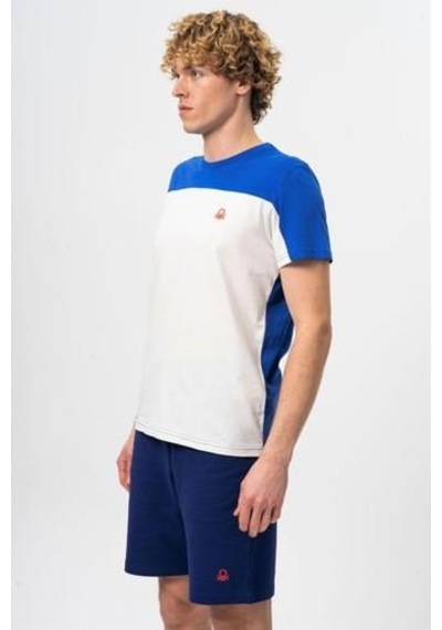 Benetton Bnt-m20480-23y Erkek T-shirt Bnt-m20480-r1165 Mavi - Beyaz
