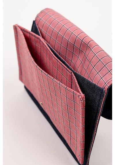 Fabric Craft Bag Kadın Kumaş Cüzdan Nakışlı Mavi - Pembe