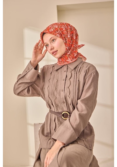 Silk Home Soft Eşarp 73091-30 Kiremit, Turuncu, Haki, Vizon