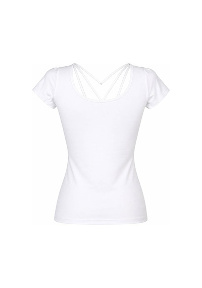 Trender Arka Çapraz Ekru Kadın T-shirt 2606-04