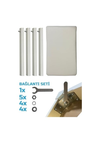 Midex Tbx-144wh Üst Kalite Piyano Taburesi Gizli Bölmeli Beyaz Renk 32x54x48