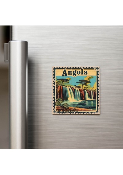Angola Angola - Posta Pulu Temalı Ülke - Baskılı Buzdolap Magneti Kare - 9x9 Cm