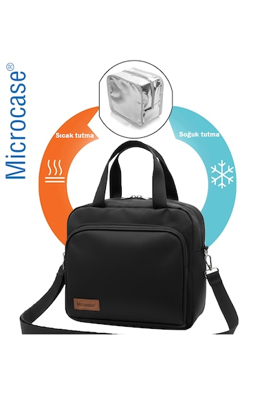 Microcase 2in1 Set Çift Kişilik Termal Yemek Çantası 8 Lt + 2 Adet 400 Ml Buz Kasedi Al5432 Siyah