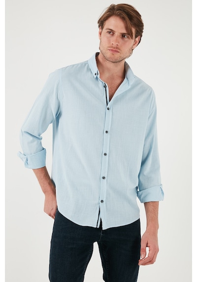 Buratti Pamuklu Regular Fit Düğmeli Yaka Erkek Gömlek Cf20S111871 Açık Mavi
