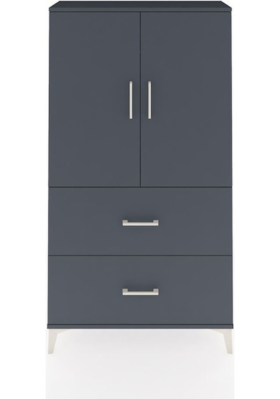 Arges Dolap Tek Raflı 2 Çekmeceli Tek Askılı 88x30x163 Antrasit-antrasit Antrasit