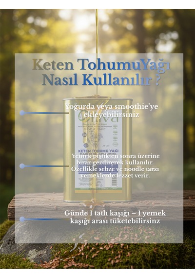 3 Litre Soğuk Sıkım Keten Tohumu Yağı %100 Doğal, Katkısız, Teneke Ambalaj 3 L