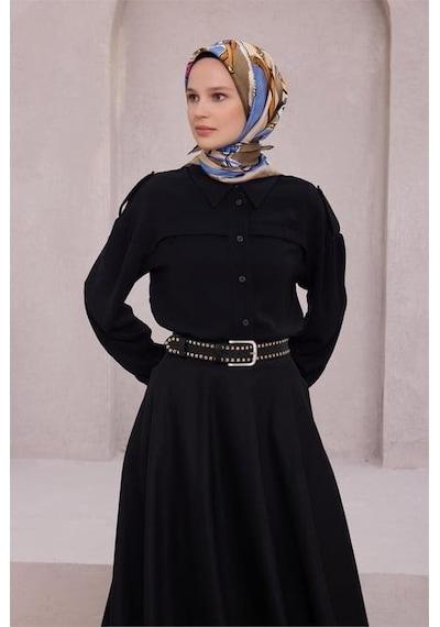 Belli Tivil Saf İpek Eşarp 4205 - 31 Yeşil Batik Desen Yeşil