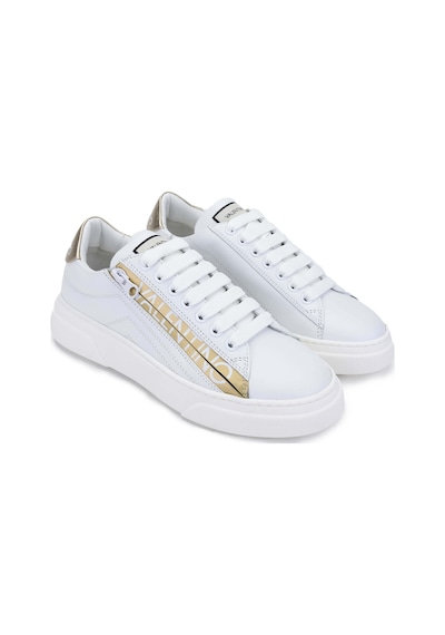 Mario Valentino Kadın Hakiki Deri Beyaz/altın Sneakers & Spor Ayakkabı 1040 91s3902 Bn Ayk Y24 Whıte/gold Altın - Beyaz