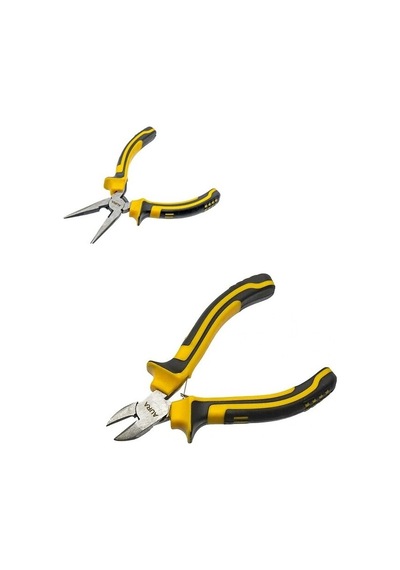 Diagonal Yaylı Çelik Mini Gargaburun Pense Yan Keski 2 Parça Set