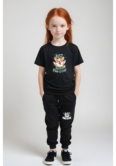 Panios Kids Just Stay Paw Baskılı Kız Çocuk Tişört Ve Eşofman Alt-üst Takım Siyah Panios Kids Just Stay Paw Baskılı Kız Çocuk Tişört Ve Eşofman Alt-üst Takım Siyah