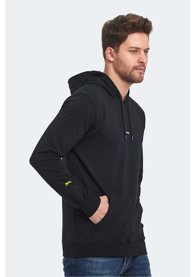 Slazenger Oslo In Erkek Kapüşonlu Cepli Siyah Sweatshirt Siyah