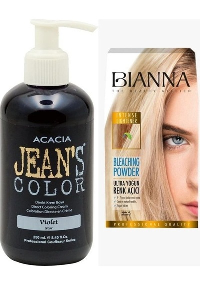 Jeans Color Violet (mor) Saç Boyası 250ml +bianna Saç Açıcı Tek Kullanımlık Set Açıcı