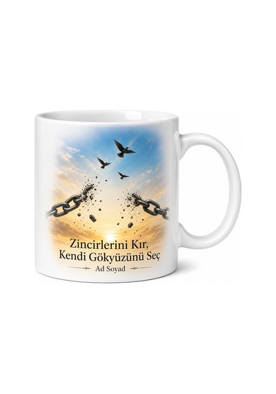 Özgür Olmak İstiyorum Kupa Bardak Hediye Beyaz