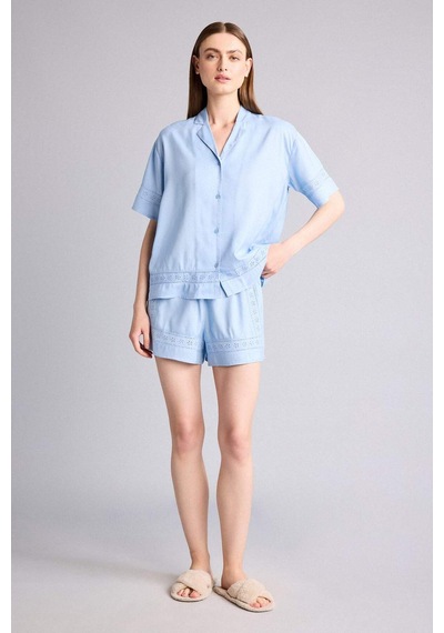 Defacto Regular Fıt Kısa Boy Dokuma Pijama Şort G4373ax26spbe745 Mavi-be745