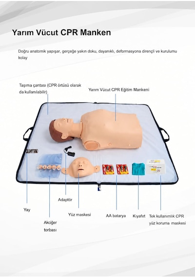 Yetişkin Yarım Beden Cpr Maketi - Cpr Mankeni, Sesli Uyarılı 01