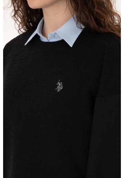 U.S. Polo Assn. Kadın Siyah Bisiklet Yaka Sweatshirt 50309052-VR046
