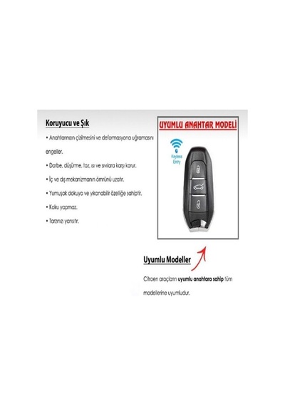 Citröen C5 Aircross Anahtar Koruma Kılıfı Anahtarsız Çaliştırma L