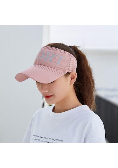 Shopiolog Vizör Şapka Unisex Yazlık Sport Baskılı Güneş Koruyucu Siperlik Pembe