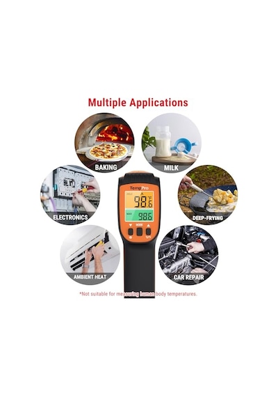 Thermopro Tp450 Endüstriyel Kızılötesi Lazer Termometre, -50 C İle 550 C Temassız Isı Ölçer Tabanca, Çift Lazerli Ve Ayarlanabilir Emissivity Sanayi Tipi