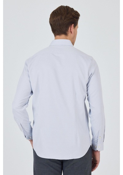 İmza Uzun Kol Desenli Armürlü Sert Yaka Cepsiz Pamuklu Classic Slim Fit Gömlek 1004250184 Koyu Lacivert