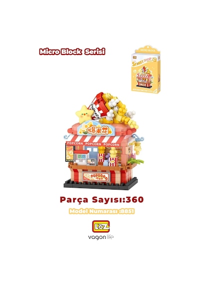 Loz Micro Block Serisi Popcorn Dükkanı 360 Parça Dekoratif Oyuncak Yapım Seti Yapı Blok Fflz-8851
