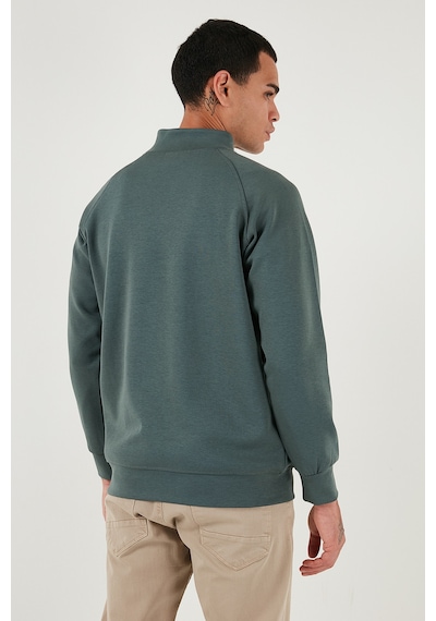 Buratti Pamuklu Relaxed Fit Yarım Fermuarlı Dik Yaka Erkek Sweat 5901232 Haki