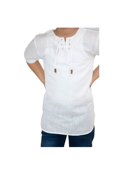 Eliş Şile Bezi Kısa Kol Şile Bezi Zımbalı Erkek Çocuk Tshirt Beyaz 3001