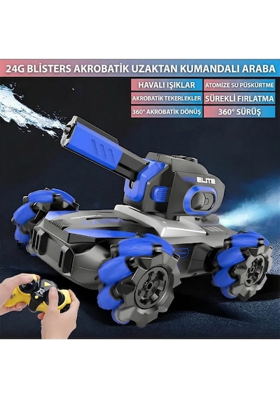 Uzaktan Kumandalı Şarjlı Akrobatik Tank Araba Su Püskürten Işıklı Buharlı 360 Drift Arabası Sarı