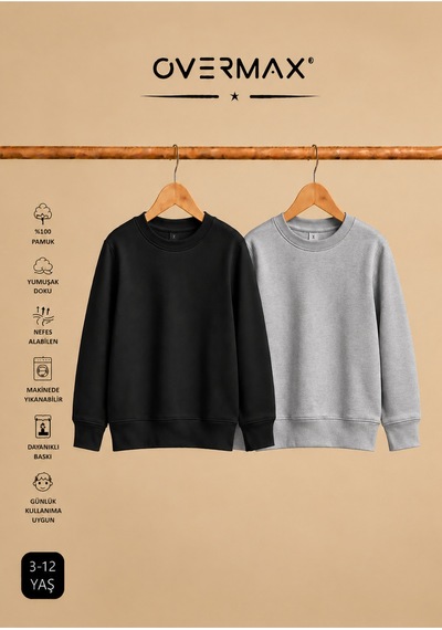 Overmax 2 Li Kapüşonsuz Sweatshirt Seti Çocuk Unisex - 3-12 Yaş Siyah-gri - 920169697 Siyah-gri Overmax 2 Li Kapüşonsuz Sweatshirt Seti Çocuk Unisex - 3-12 Yaş Siyah-gri - 920169697 Siyah-gri
