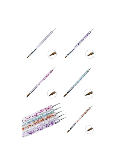 5 Adet Nail Art Fırça Seti, Fırçalı Tırnak Süsleme Desen Seti Dot Kalemi 5'li Tırnak Boyama Nail Art Çok Renkli