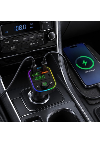 Kablosuz Araç Mp3 Çalar Fm Transmitter Type-c Girişi Ve Çift Usb Şarj Portu