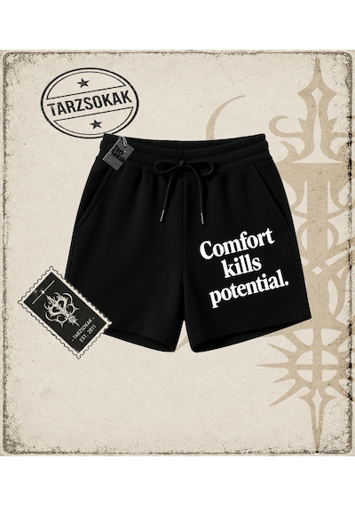 Tarzsokak Gotik & Grunge Streetwear Comfort Kılls Potentıal Unisex Şort Siyah