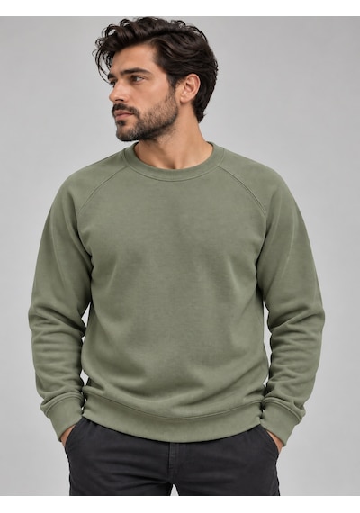 We&me Erkek Pike Kumaş Reglan Kol Bisiklet Yaka Regular Fit Sweatshirt Haki