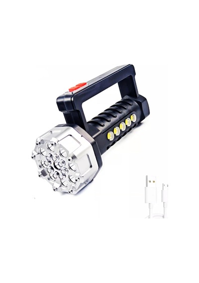 Rc3030 Şarjlı Led El Feneri 17 Xpg + Cob, 200 Metre Menzil, Usb Şarjlı, 5 Modlu, Pil Göstergeli
