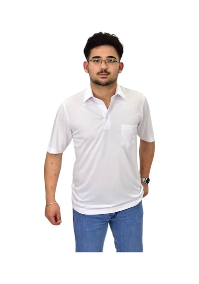 Erkek Gömlek Yaka Tişört T6064 Bgl-st04541 Beyaz