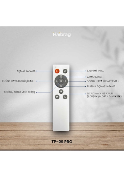 Haibrag Tp-09 Pro 4 Ü 1 Arada Isıtma, Soğutma, Hepa Filtre & Hava Temizleme Kanatsız Zemin Tipi Fan Siyah