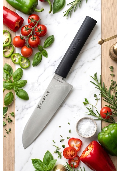 Asia Serisi Santoku Uzak Doğu Mutfak Şef Bıçağı Et Ekmek Sebze Salata Şef Bıçak Lzg-120x Siyah