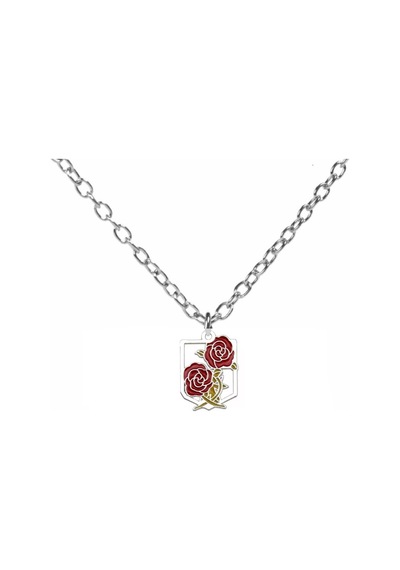 Bloody Rose Kan Kırmızısı Gül Figürlü Kolye 60 Cm Zincirli Gotik Unisex Takı Çok renkli