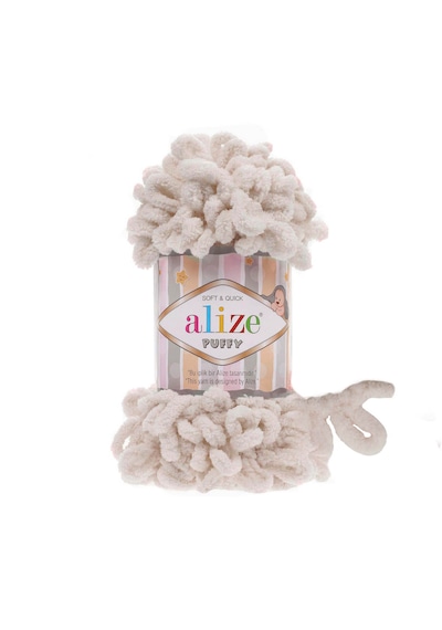 Alize 5 Adet Puffy El Örgü Ipliği 5'li Paket - 100 Gr. 9 Mt. Parmak Örgü Ipi - Şevval Tuhafiye 599 Kemik