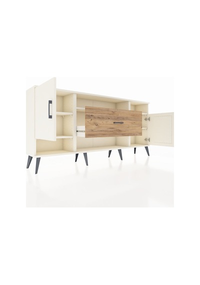 Arges Konsol 5 Raflı Tek Çekmeceli 2 Kapaklı 176x30x83 Aytaşı-aytaşı/çam Aytaşı/çam