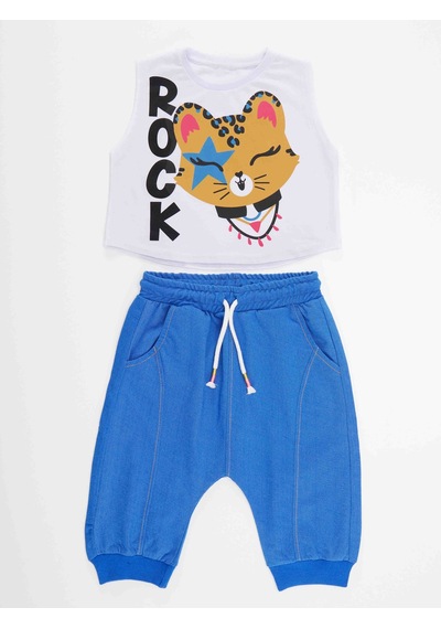 Rocker Leo Kız Çocuk T-Shirt Kapri Şort Takım